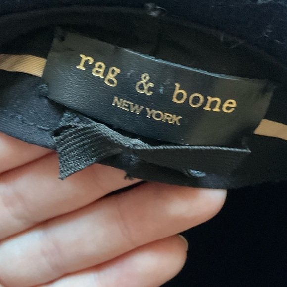 Rag & Bone Navy Blue Felted Wool Brow Leather Strap Fedora Hat EUC Size Medium main image 6